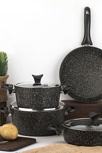 Mastercook 7 Parça Granit Tencere Seti Siyah ürün fotoğrafı