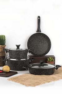 Mastercook 7 Parça Granit Tencere Seti Siyah ürün fotoğrafı