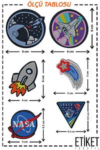 Ütü Ile Yapışan Dokuma Arma Seti Patch Yama Uzay, Nasa, Roket, Space Modeli ürün fotoğrafı