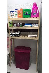Çamaşır Makinesi Üstü Ahşap Düzenleyici Raf Banyo Rafı Makina Üstü Çok Amaçlı Dolap 3 Katlı ürün fotoğrafı