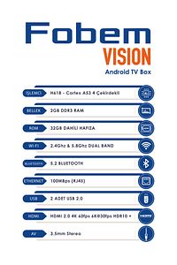Vision 6K Android TV Box Medya Oynatıcı - Sesli Komut Bluetooth Wi-Fi  2 GB Ram 32 GB Hafıza ürün fotoğrafı