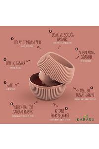 Ev Dekorasyonu Karasu Dekoratif Ve Modern Mercan Saksı Seti 5 Parça ürün fotoğrafı