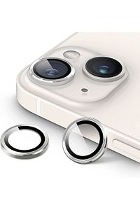 Iphone 13/13 Mini Uyumlu Alüminyum Alaşım Tempered Glass Kamera Lens Koruyucu(2'li Set) Gümüş ürün fotoğrafı