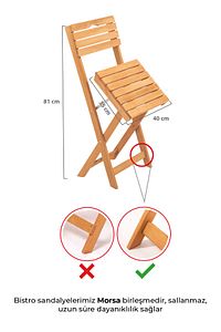 Minderli Balkon Bahçe Mutfak 3'lü Bistro Set Katlanır Masa sandalye 50x50 ürün fotoğrafı