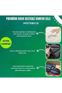 Motosiklet hava destekli kalın deri konfor sele minderi ( visco süngerli premium model ) ürün fotoğrafı