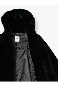 Kapüşonlu Oversize Peluş Kısa Kaban ürün fotoğrafı