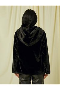 Kapüşonlu Oversize Peluş Kısa Kaban ürün fotoğrafı