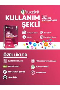 Multivitamin Antioxidant Resveratrol Glutatyon 30 Tablet ürün fotoğrafı
