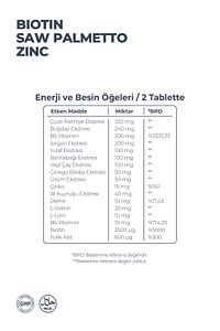 Saç Bakımı Ve Saç Dökülmesine Karşı Saç Vitamini Mineral Bitkisel Ekstre, Saw Palmetto Biotin Çinko ürün fotoğrafı