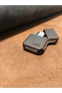 Leather Handmade El Yapımı Hakiki Deri Çakmak Benzinli Deri Çakmak Kılıfı ürün fotoğrafı