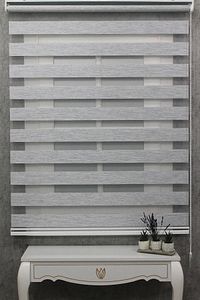 Ithal Bambu Açık Gri Bambu Stor Zebra Perde Eteği Düz(alüminyum Kasa Metal Ayak ) ürün fotoğrafı