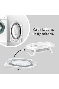 Bebek Küveti, 4 Parça Küvet Seti, Katlanır Banyo Küveti - File hediyeli ürün fotoğrafı