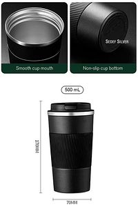 304 Pazlanmaz Çelik 500 Ml Kaydırmaz Lastikli Termos Bardak Mug Araç Kahve Çay Thermos 549 ürün fotoğrafı