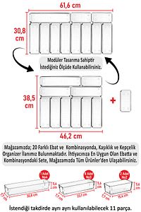 11'li Set Modüler Mutfaklarda Çekmece Içi Kaşıklık Organizer Düzenleyici Şeffaf ürün fotoğrafı