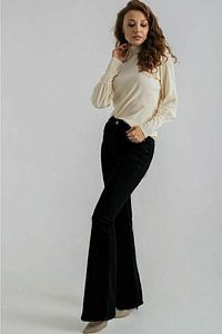 Vanessa Yüksek Bel Likralı Simsiyah Ispanyol Flare Jeans Pantolon ürün fotoğrafı