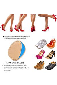 Ayakkabı Numara Küçültme Pedi, Naturel Hakiki Deri, Stiletto İçin Kaydırmaz Yarım Ayakkabı Tabanlığı ürün fotoğrafı