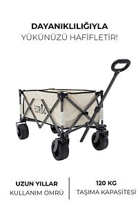 Katlanabilir, Taşınabilir Vagon Metal Kamp Ve Piknik Taşıma Pazar Arabası Bej ürün fotoğrafı