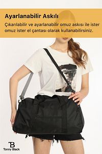 Orijinal Unisex 2 Bölmeli Önü Fermuarlı Uzun Askılı Geniş Hacimli Seyahat Gym Fitness Spor Çantası ürün fotoğrafı
