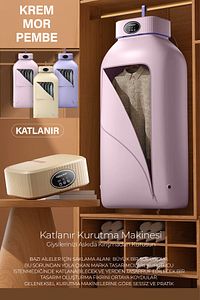 Katlanır Çamaşır Kurutma Makinesi Krem ürün fotoğrafı