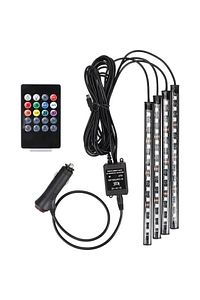 Araç Içi Ayak Altı Müziğe Ve Sese Duyarlı Led Aydınlatma Rgb Renkli Kumandalı Led 12 Led 12 Volt ürün fotoğrafı
