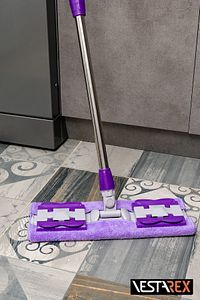 " 1 Adet Yedek Bez Hediyeli " Yer Mopu Duvar Fayans Cam Yüzey Temizlik Mikrofiber Mandallı Mop ürün fotoğrafı