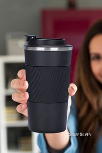 304 Pazlanmaz Çelik 500 Ml Kaydırmaz Lastikli Termos Bardak Mug Araç Kahve Çay Thermos 549 ürün fotoğrafı