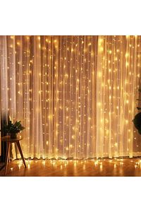 Perde Süsleme Ledi Perde Peri Led 3m X 3m (300CM X 300 CM) 300 Adet Led Işıklandırma Sarı ürün fotoğrafı