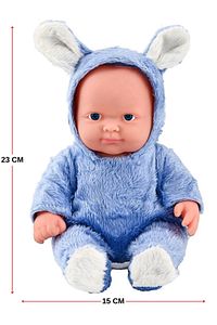 Konuşan Tavşanlı Et Bebek – Mavi/pembe/beyaz Renk Seçenekli – Yazlık Oyuncak - 23 Cm ürün fotoğrafı