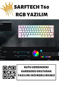 T60 Siyah Mavi Blue Switch App Uygulamalı Mekanik Rgb Klavye Kablolu Gaming Oyuncu Klavyesi ürün fotoğrafı