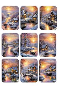 36 Adet Simli Yılbaşı Kartpostal Seti Toptan Satış Yeniyıl Postcard Kardan Adam Noel Baba ürün fotoğrafı