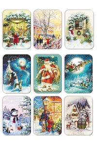 36 Adet Simli Yılbaşı Kartpostal Seti Toptan Satış Yeniyıl Postcard Kardan Adam Noel Baba ürün fotoğrafı