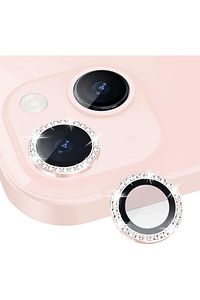 İphone 13/13 Mini Uyumlu Swarowski Taşlı Tempered Glass Kamera Lens Koruyucu(2'li Set) Gümüş ürün fotoğrafı