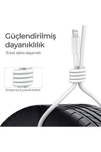 Woyax Samsung Xiaomi Oppo Reeder Huawei Uyumlu Usb To Type C Şarj Kablosu 1,2 M Beyaz ürün fotoğrafı