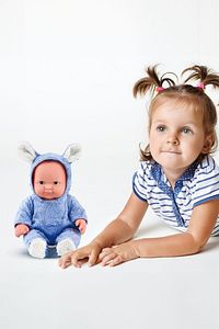 Konuşan Tavşanlı Et Bebek – Mavi/pembe/beyaz Renk Seçenekli – Yazlık Oyuncak - 23 Cm ürün fotoğrafı