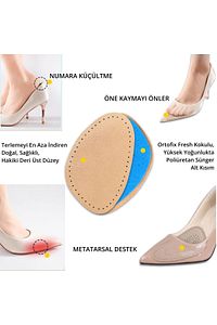 Ayakkabı Numara Küçültme Pedi, Naturel Hakiki Deri, Stiletto İçin Kaydırmaz Yarım Ayakkabı Tabanlığı ürün fotoğrafı
