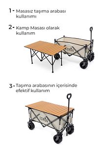 Katlanabilir, Taşınabilir Vagon Metal Masalı Kamp Ve Piknik Taşıma Pazar Arabası Bej ürün fotoğrafı
