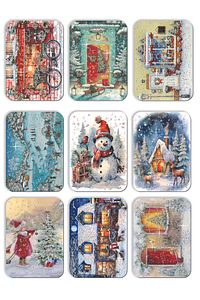 36 Adet Simli Yılbaşı Kartpostal Seti Toptan Satış Yeniyıl Postcard Kardan Adam Noel Baba ürün fotoğrafı