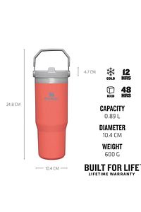 10-09993-195 The Iceflow Flip Straw 0,89 Litre Pipetli Termos Bardak - Açık Mercan ürün fotoğrafı