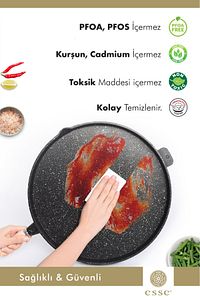 Granit Döküm Yapışmaz Gözleme Izgara Bazlama Tava Cm E0011 ürün fotoğrafı