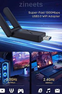 1300 Mbps Dual Band Usb 3.0 Adaptör Kablosuz Wifi Alıcı 2.4ghz 5ghz New Free Windows 7/8/10/11 ürün fotoğrafı