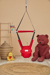 Hoppala Zıpzıp Yüz Korumalı Kanguru, Yaylı Denge Bebek Yürüteci Doğal Ahşap Kırmızı ürün fotoğrafı