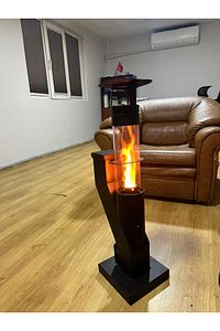 Camlı Roket Tipi Mini Pelet Soba ürün fotoğrafı