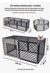 Üstü Kapanabilir 60cm X 60 Cm 8 Ad Köpek, Kedi, Tavşan, Eğitim, Oyun Çiti Ve Kafesi ürün fotoğrafı