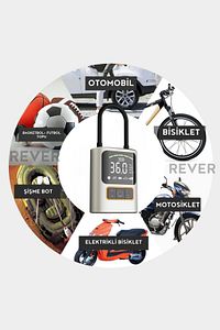 3600 Mah Oto Araç Hava Kompresörü Şarjlı Araç Lastik Pompası / Motosiklet / Scooter / Bisiklet ürün fotoğrafı
