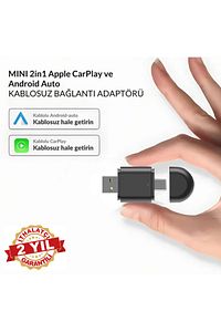 Yeni Tasarım Mini Kablosuz İOS ANDROİD Uyumlu Carplay Usb ve Type-c 2in1 Araç Multimedya Adaptörü ürün fotoğrafı