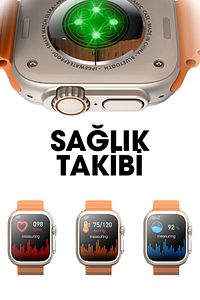 Gs8 Watch 8 Ultra 49mm Uyumlu Gerçek Kordon Kilitlemeli Akıllı Saat Çift Kordonlu ürün fotoğrafı