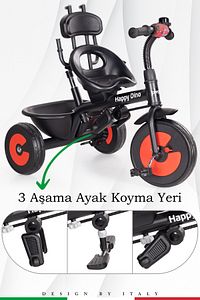 Happy Dino Kırmızı Çocuk Bisikleti T307 ürün fotoğrafı