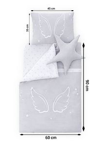 Angel Wings 5 Parça Beşik Uyku Seti, 90X60 Cm Bebek Beşik Uyku Takımı - Gri ürün fotoğrafı