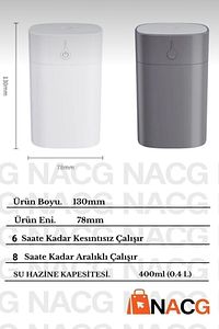 H2o Humidifier 400 ml Ulrasonik Hava - Oda- Araç Nemlendirici Buhar Makinesi Aroma Difüzörü 4507 ürün fotoğrafı