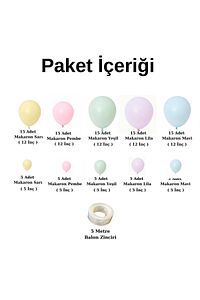 ^^ Doğum Günü Konsepti Makaron Set*Sarı*Pembe*Lila*Yeşil*Mavi* 100 lü Balon Zinciri Parti Seti ürün fotoğrafı